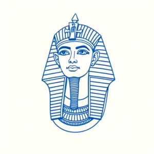 Blue Ink Minimal Shading Pharaoh Tattoo