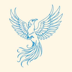 Blue Ink Minimal Shading Phoenix Tattoo