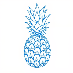 Blue Ink Minimal Shading Pineapple Tattoo
