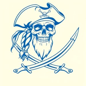 Blue Ink Minimal Shading Pirate Tattoo