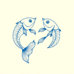 Blue Ink Minimal Shading Pisces Tattoo
