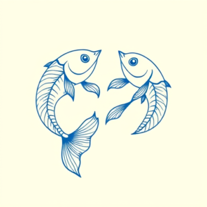Blue Ink Minimal Shading Pisces Tattoo