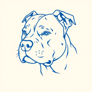 Blue Ink Minimal Shading Pitbull Tattoo