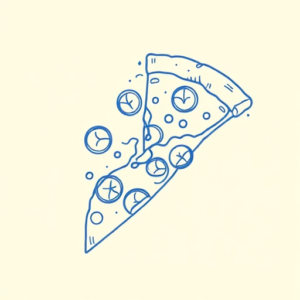 Blue Ink Minimal Shading Pizza Tattoo
