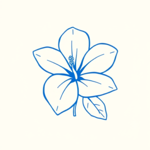 Blue Ink Minimal Shading Plumeria Tattoo