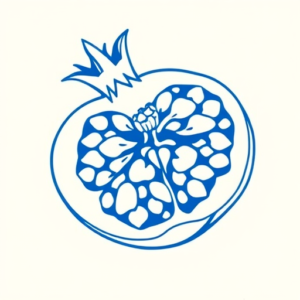 Blue Ink Minimal Shading Pomegranate Tattoo