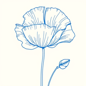 Blue Ink Minimal Shading Poppy Tattoo
