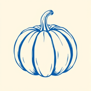 Blue Ink Minimal Shading Pumpkin Tattoo