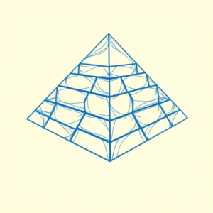 Blue Ink Minimal Shading Pyramid Tattoo