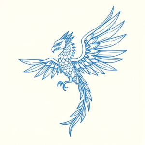 Blue Ink Minimal Shading Quetzalcoatl Tattoo