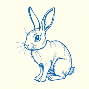 Blue Ink Minimal Shading Rabbit Tattoo