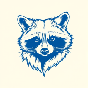 Blue Ink Minimal Shading Raccoon Tattoo