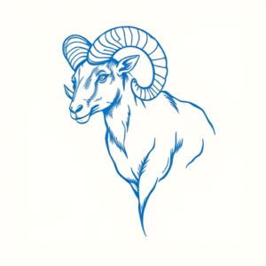 Blue Ink Minimal Shading Ram Tattoo