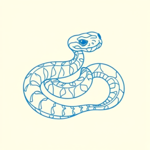 Blue Ink Minimal Shading Rattlesnake Tattoo