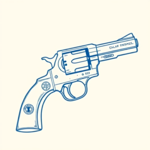 Blue Ink Minimal Shading Revolver Tattoo