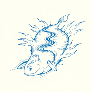 Blue Ink Minimal Shading River Tattoo