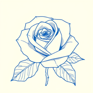 Blue Ink Minimal Shading Rose Tattoo