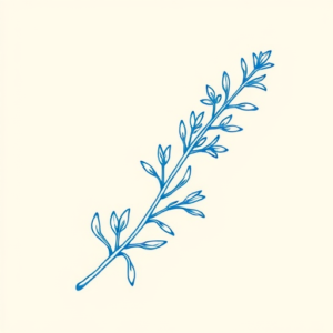 Blue Ink Minimal Shading Rosemary Tattoo