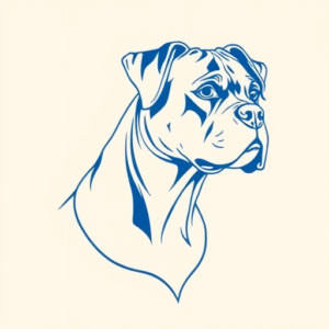 Blue Ink Minimal Shading Rottweiler Tattoo