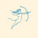 Blue Ink Minimal Shading Sagittarius Tattoo