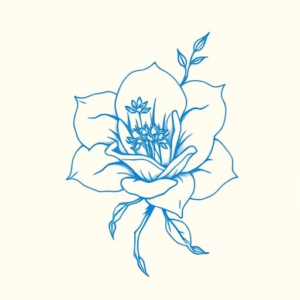 Blue Ink Minimal Shading Sampaguita Tattoo