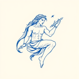 Blue Ink Minimal Shading Saturn Tattoo