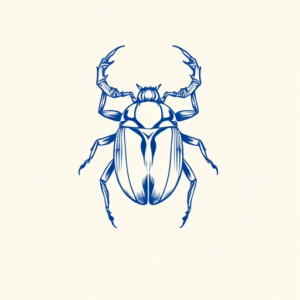 Blue Ink Minimal Shading Scarab Tattoo