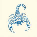 Blue Ink Minimal Shading Scorpion Tattoo