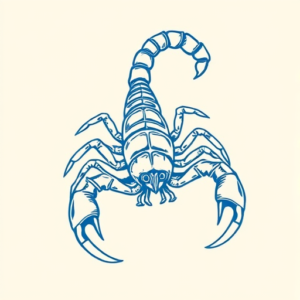 Blue Ink Minimal Shading Scorpion Tattoo