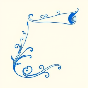 Blue Ink Minimal Shading Scroll Tattoo