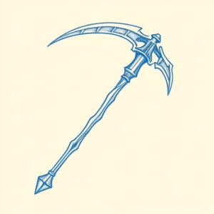 Blue Ink Minimal Shading Scythe Tattoo