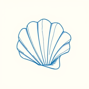 Blue Ink Minimal Shading Seashell Tattoo