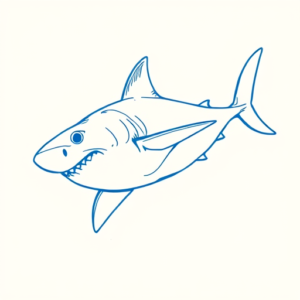 Blue Ink Minimal Shading Shark Tattoo