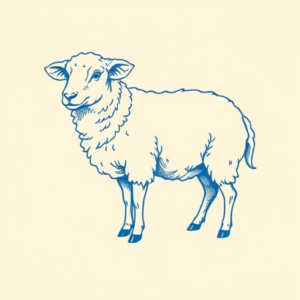 Blue Ink Minimal Shading Sheep Tattoo