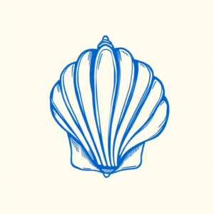 Blue Ink Minimal Shading Shell Tattoo