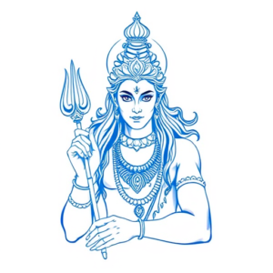 Blue Ink Minimal Shading Shiva Tattoo