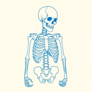 Blue Ink Minimal Shading Skeleton Tattoo