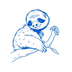 Blue Ink Minimal Shading Sloth Tattoo