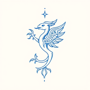 Blue Ink Minimal Shading Slytherin Tattoo