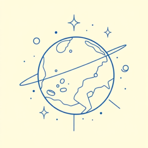 Blue Ink Minimal Shading Space Tattoo