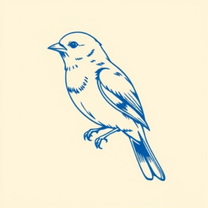 Blue Ink Minimal Shading Sparrow Tattoo