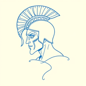 Blue Ink Minimal Shading Spartan Tattoo