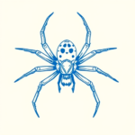 Blue Ink Minimal Shading Spider Tattoo
