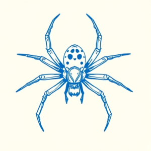 Blue Ink Minimal Shading Spider Tattoo