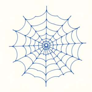 Blue Ink Minimal Shading Spiderweb Tattoo