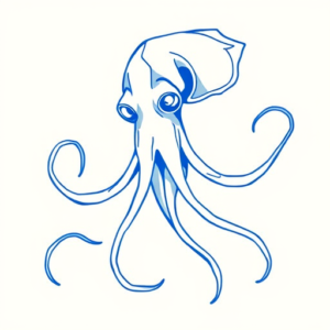 Blue Ink Minimal Shading Squid Tattoo