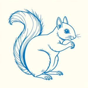 Blue Ink Minimal Shading Squirrel Tattoo