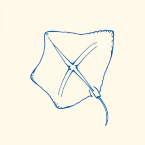 Blue Ink Minimal Shading Stingray Tattoo