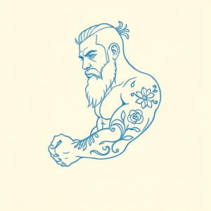 Blue Ink Minimal Shading Stoic Tattoo