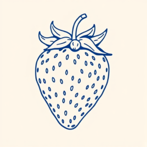 Blue Ink Minimal Shading Strawberry Tattoo